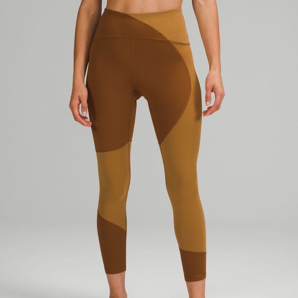 Lululemon Nulu Color Block High Rise Tight 25” Copper Brown/Bold Beige 14